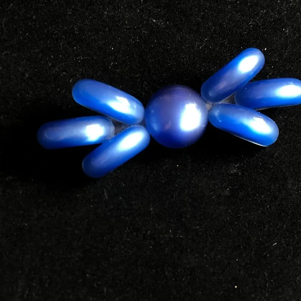 Blue Moonglow Lucite Puffy Bow Flower Brooch Vintage Retro Modernist